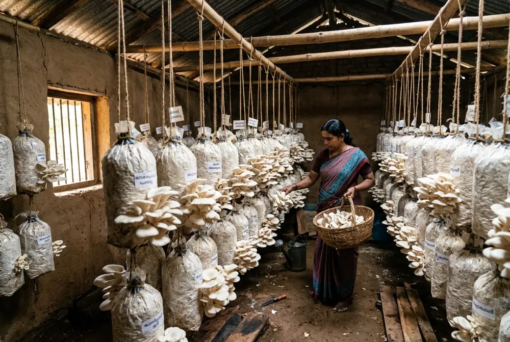 Mushroom growing room